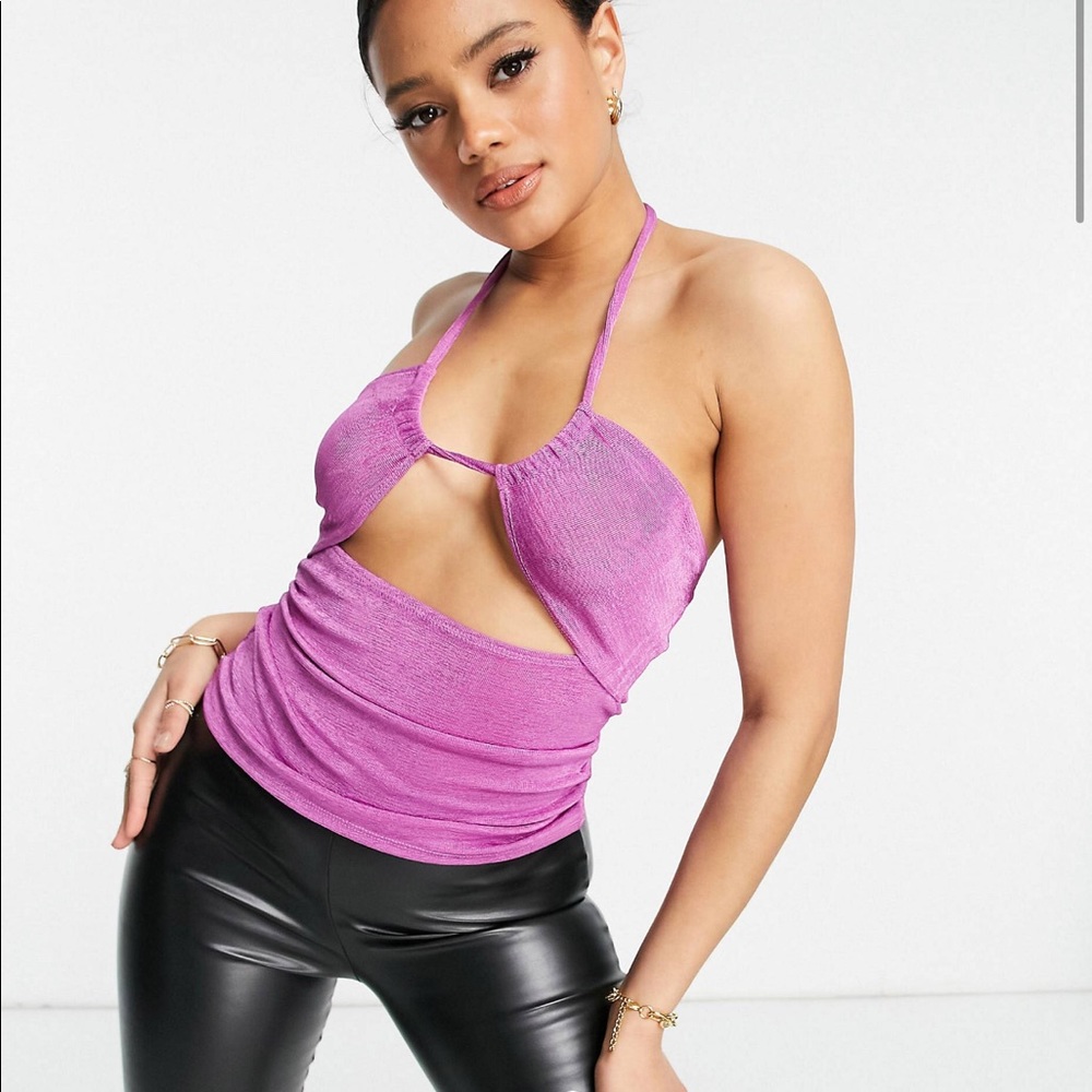 NWT ASOS ASYOU cut out halter bandeau top in lilac